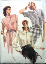 9972 EZ VOGUE LOOSE SHAPE COLLAR SS.-LS BLOUSE PATTERN 8-18 2 SZS CHOICE UNCUT